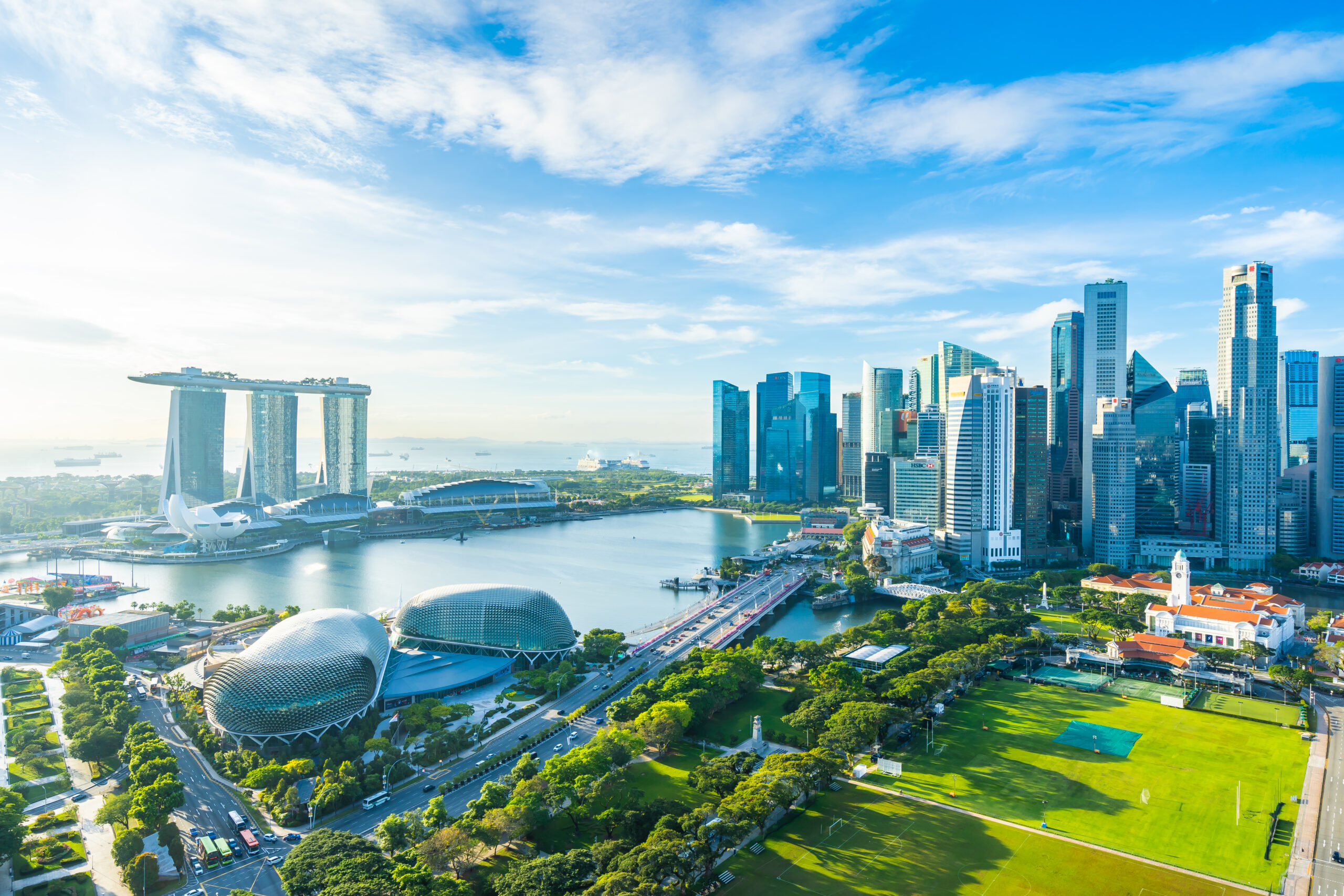 Beautiful architecture building exterior cityscape in Singapore